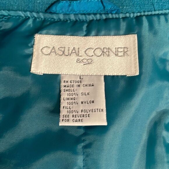 100% Silk Vtg 90s Bomber Jacket L - Picture 4 of 10